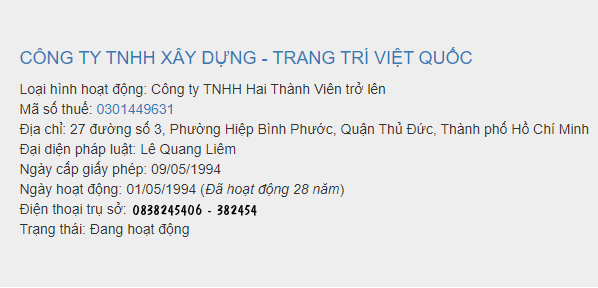 Cưỡng chế nợ thuế của C&amp;ocirc;ng ty TNHH X&amp;acirc;y dựng - Trang tr&amp;iacute; Việt Quốc