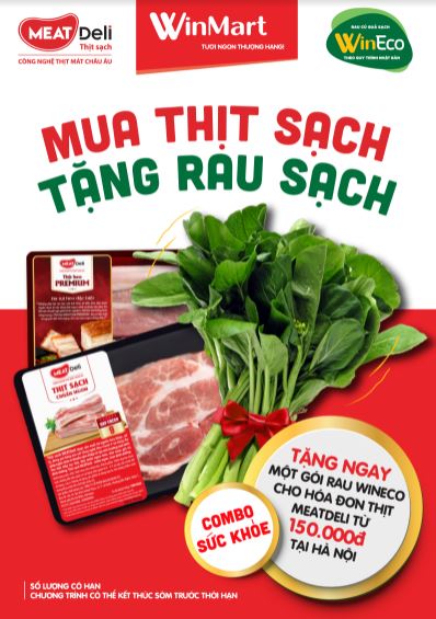 cặp đ&amp;ocirc;i rau sạch - thịt sạch WinEco v&amp;agrave; MEATDeli phối hợp tung ra khuyến mại hấp dẫn