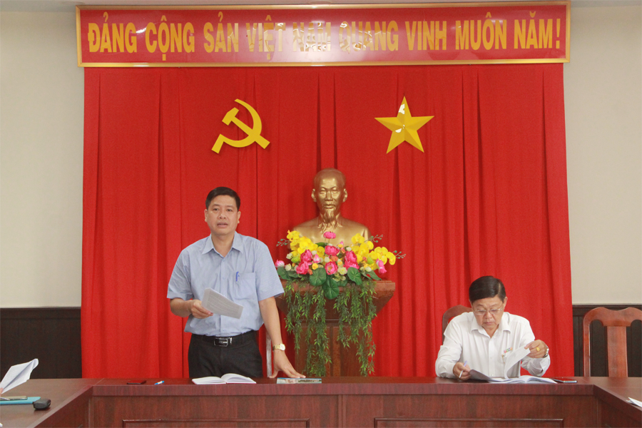 Ph&amp;oacute; Trưởng Ban Tuy&amp;ecirc;n gi&amp;aacute;o Tỉnh ủy V&amp;otilde; Th&amp;agrave;nh Đ&amp;ocirc; ph&amp;aacute;t biểu kết th&amp;uacute;c hội nghị.
