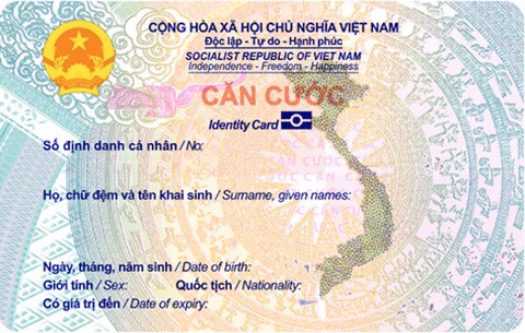 Mẫu căn cước từ 0-6 tuổi (mặt trước)