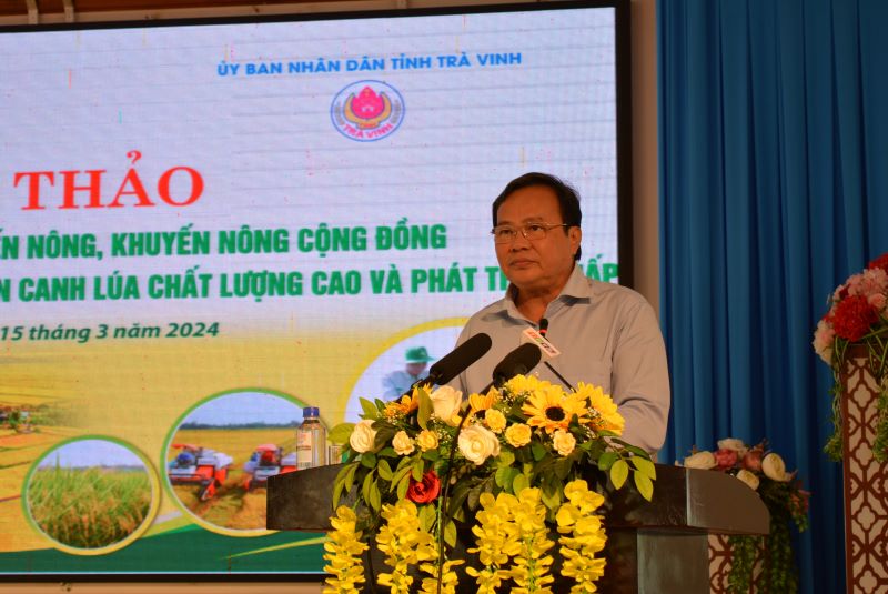 &amp;Ocirc;ng L&amp;ecirc; Văn Hẳn - Chủ tịch UBND tỉnh Tr&amp;agrave; Vinh ph&amp;aacute;t biểu tại hội thảo