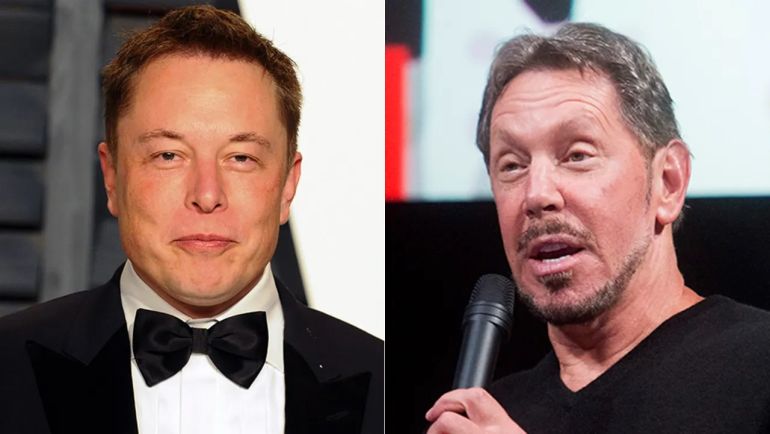 Elon Musk (tr&amp;aacute;i) v&amp;agrave; Larry Ellison