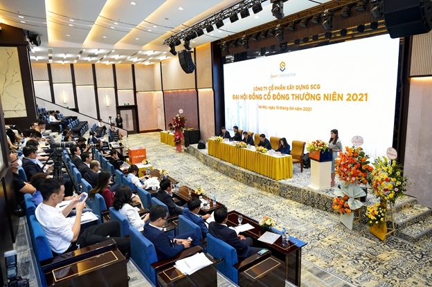 To&amp;agrave;n cảnh Đại hội đồng cổ đ&amp;ocirc;ng thường ni&amp;ecirc;n 2021 của C&amp;ocirc;ng ty cổ phần X&amp;acirc;y dựng SCG