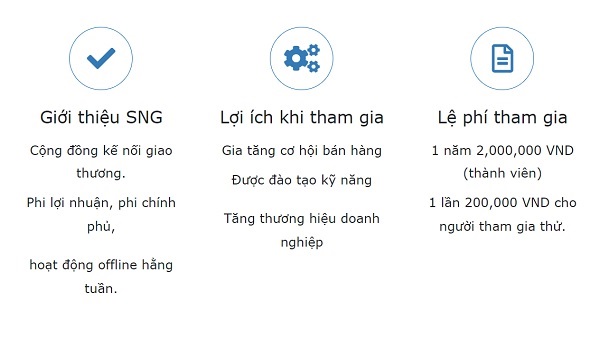 Lệ ph&amp;iacute; tham gia Kết nối giao thương SNG (SNG Group) được ni&amp;ecirc;m yết c&amp;ocirc;ng khai tr&amp;ecirc;n website ch&amp;iacute;nh thức của tổ chức n&amp;agrave;y