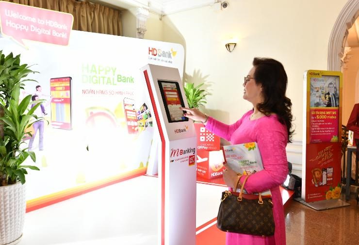 Khu photobooth trải nghiệm dịch vụ Digital Bank tại Đại hội