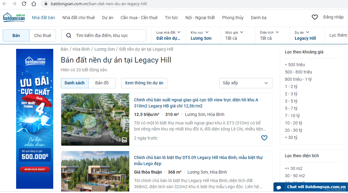 H&amp;ograve;a B&amp;igrave;nh cảnh b&amp;aacute;o dự &amp;aacute;n Legacy Hill H&amp;ograve;a B&amp;igrave;nh kh&amp;ocirc;ng đủ điều kiện mở b&amp;aacute;n, huy động vốn. Ảnh chụp m&amp;agrave;n h&amp;igrave;nh website Batdongsan.com