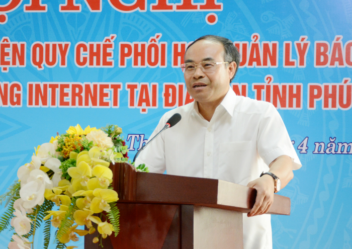 Trưởng Ban Tuy&amp;ecirc;n gi&amp;aacute;o Tỉnh ủy Ph&amp;uacute; Thọ- Vi Mạnh H&amp;ugrave;ng ph&amp;aacute;t biểu tại hội nghị