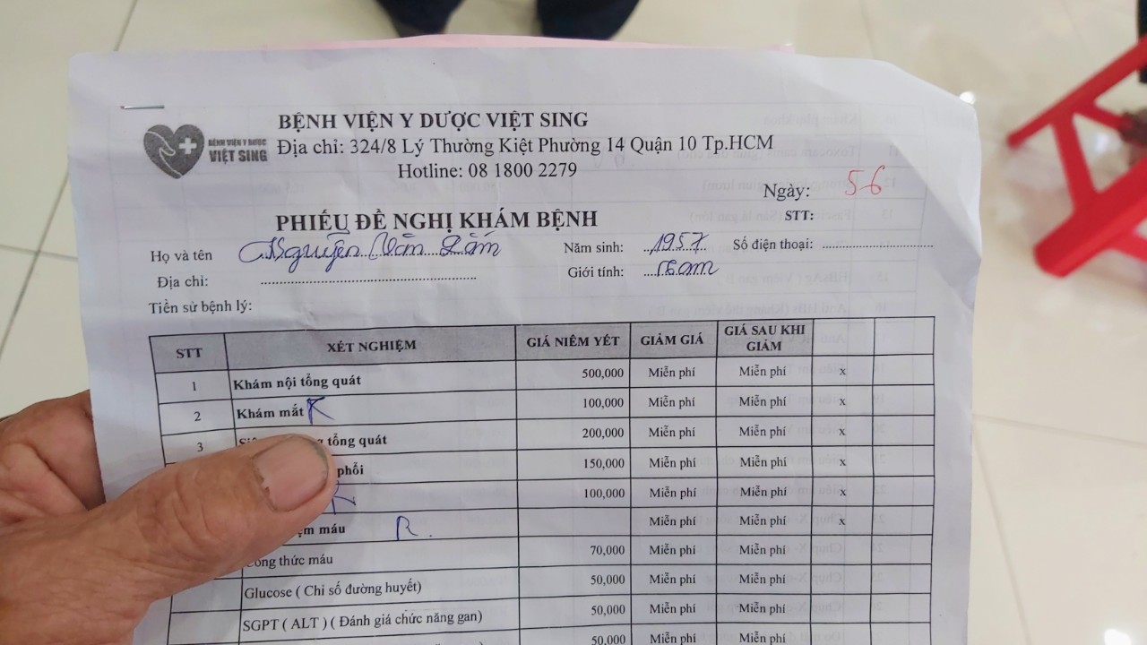 Phiếu  x&amp;eacute;t nghiệm của bệnh nh&amp;acirc;n Nguyễn Văn Lắm  qu&amp;ecirc; An Giang