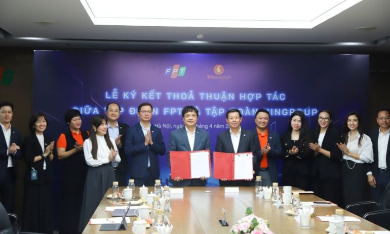 Lễ k&amp;yacute; kết thỏa thuận hợp t&amp;aacute;c giữa tập đo&amp;agrave;n Vingroup v&amp;agrave; tập đo&amp;agrave;n FPT.