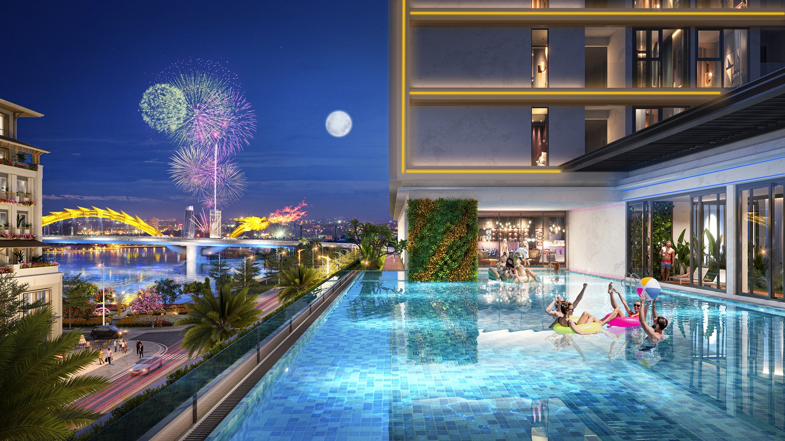 Hệ tiện &amp;iacute;ch cao cấp của tổ hợp. Ảnh phối cảnh minh họa Sun Property