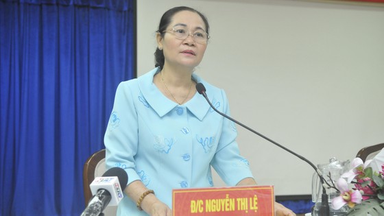 Chủ tịch HĐND TPHCM Nguyễn Thị Lệ ph&amp;aacute;t biểu chỉ đạo trong buổi kiểm tra tại UBND TP Thủ Đức về c&amp;ocirc;ng t&amp;aacute;c chuẩn bị bầu cử.