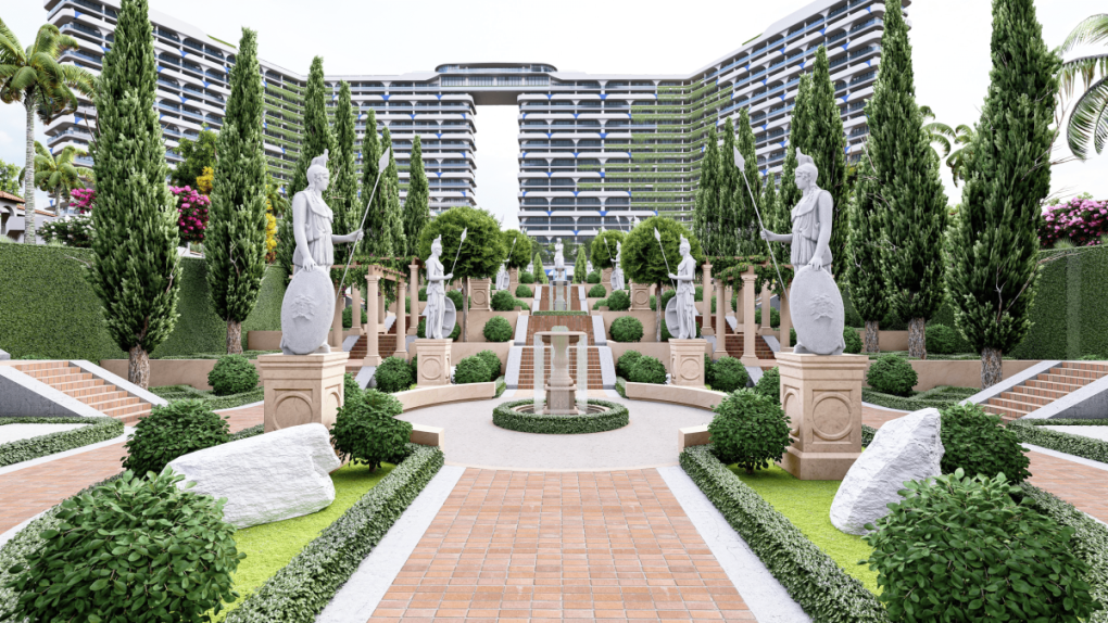 Kiến tr&amp;uacute;c ph&amp;aacute;c họa cảm t&amp;aacute;c Hy Lạp tại Cam Ranh Bay Hotels &amp;amp; Resort.