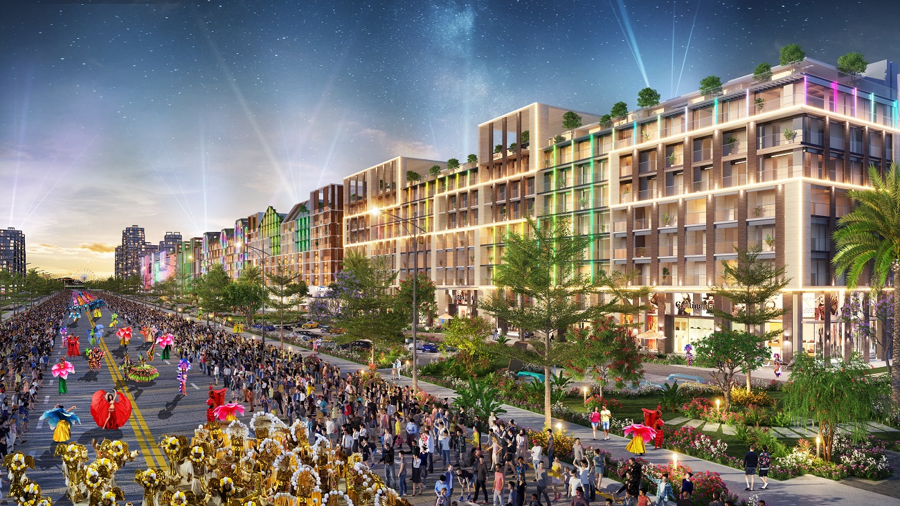 La Fiesta &amp;ndash; ph&amp;acirc;n khu tiếp theo của dự &amp;aacute;n Sun Grand Boulevard với 130 căn boutique townhouse hiện đại n&amp;aacute;o nhiệt 4 m&amp;ugrave;a. Ảnh phối cảnh minh họa