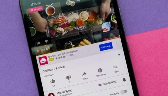 Quảng c&amp;aacute;o non-skip tr&amp;ecirc;n ứng dụng YouTube. (Ảnh: mobilesyrup)