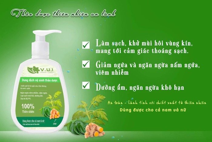 Cận cảnh sản phẩm Dung dịch vệ sinh thảo dược V.U.I