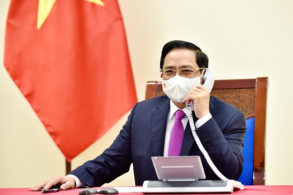 Thủ tướng Ch&amp;iacute;nh phủ Phạm Minh Ch&amp;iacute;nh điện đ&amp;agrave;m với Thủ tướng Cộng h&amp;ograve;a Ph&amp;aacute;p Jean Castex