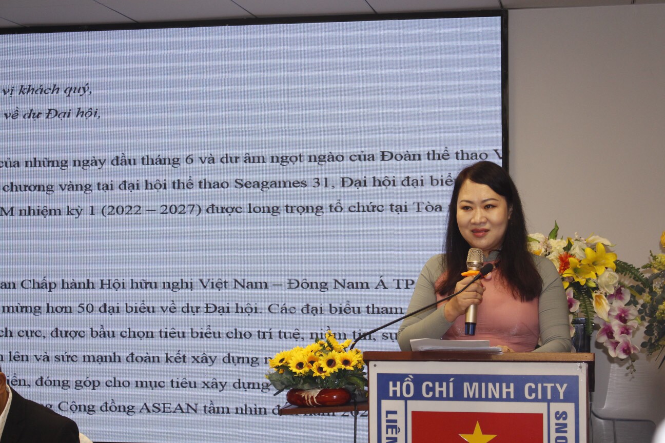 PGS. TS. Phan Thị Hồng Xu&amp;acirc;n ph&amp;aacute;t biểu khai mạc Đại hội Đại biểu Hội hữu nghị Việt Nam &amp;ndash; Đ&amp;ocirc;ng-Nam &amp;Aacute; nhiệm kỳ I: 2022 -2027