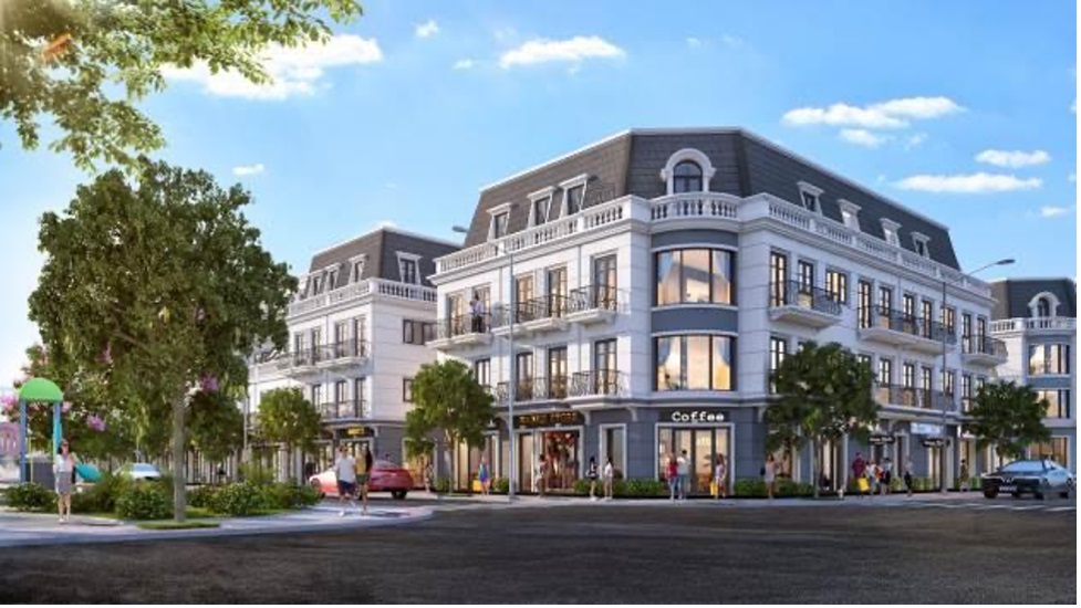 Những căn shophouse được thiết kế theo phong c&amp;aacute;ch t&amp;acirc;n cổ điển sang trọng.