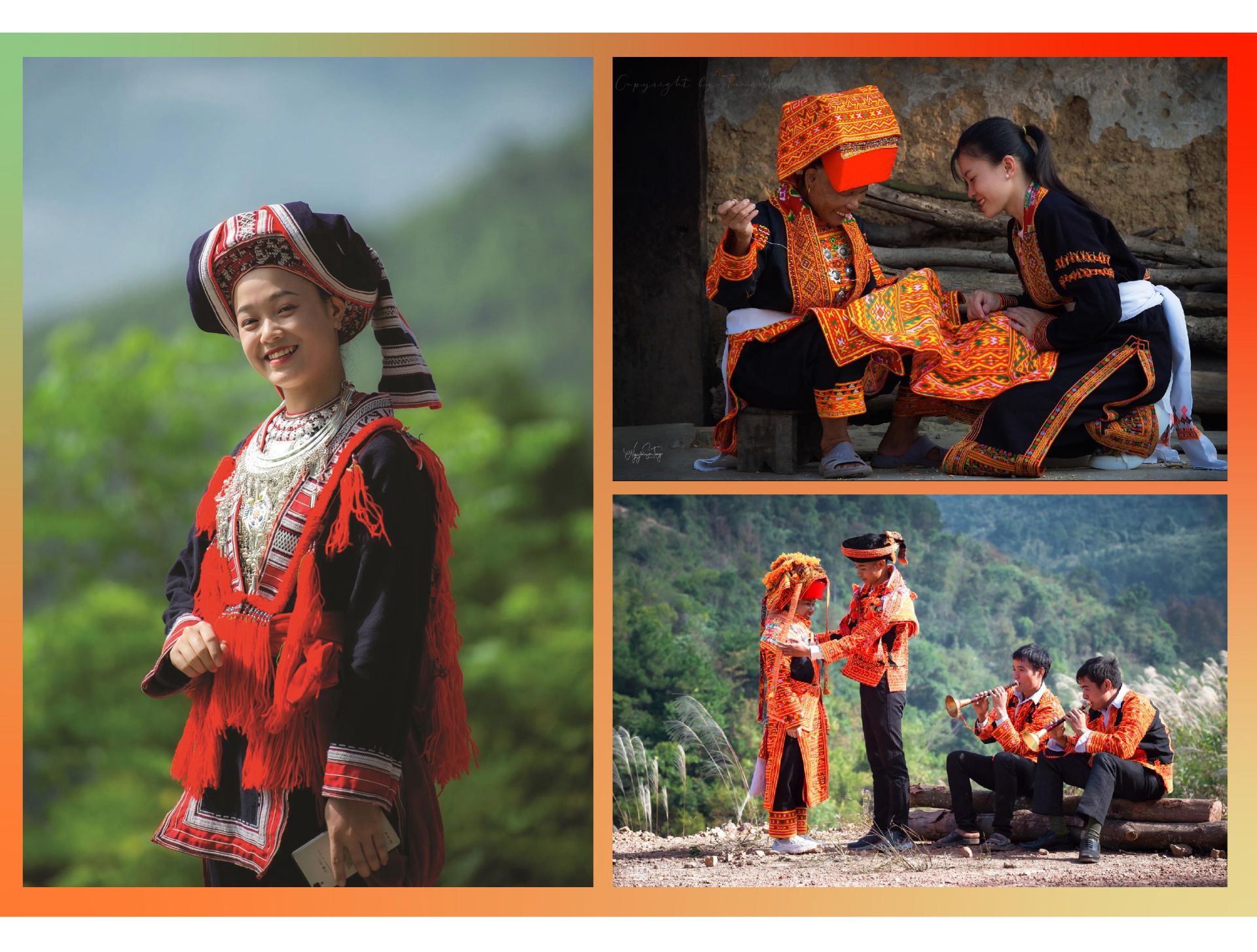 Ngay từ nhỏ c&amp;aacute;c c&amp;ocirc; g&amp;aacute;i người Dao đ&amp;atilde; được mẹ dạy cho c&amp;aacute;ch th&amp;ecirc;u  th&amp;ugrave;a, ăn mặc cho đẹp v&amp;agrave; học c&amp;aacute;ch duy&amp;ecirc;n d&amp;aacute;ng. Từ những chi tiết nhỏ  đến c&amp;aacute;ch nhuộm lại tấm &amp;aacute;o ch&amp;agrave;m sao cho mới đều được c&amp;aacute;c b&amp;agrave;, c&amp;aacute;c mẹ  truyền dạy ăn s&amp;acirc;u v&amp;agrave;o tiềm thức. Bộ trang phục ho&amp;agrave;n chỉnh bao gồm:  &amp;aacute;o, yếm, x&amp;agrave; cạp, khăn vấn đầu,... c&amp;ugrave;ng c&amp;aacute;c loại trang sức v&amp;agrave;ng bạc. Cổ  &amp;aacute;o của người phụ nữ Dao kh&amp;aacute; đơn giản, chỉ l&amp;agrave; những &amp;ocirc; vu&amp;ocirc;ng thu&amp;ecirc;  trắng xếp s&amp;aacute;t nhau, đ&amp;iacute;nh một miếng vải h&amp;igrave;nh tam gi&amp;aacute;c l&amp;agrave;m cổ yếm. X&amp;agrave;  cạp c&amp;oacute; h&amp;igrave;nh hoa văn m&amp;oacute;c c&amp;acirc;u hay răng cưa h&amp;igrave;nh chim... th&amp;ecirc;u bằng chỉ  đỏ, v&amp;agrave;ng, trắng tăng th&amp;ecirc;m phần nổi bật.    Người Dao Đỏ thường chọn những thung lũng hoặc lưng chừng n&amp;uacute;i l&amp;agrave;  nơi dựng nh&amp;agrave; sinh sống của d&amp;acirc;n tộc m&amp;igrave;nh. Chọn vị tr&amp;iacute; thấp hơn để  dựng nh&amp;agrave; với mục đ&amp;iacute;ch trồng trọt l&amp;uacute;a ng&amp;ocirc; c&amp;acirc;y ăn quả một c&amp;aacute;ch dễ d&amp;agrave;ng  v&amp;agrave; tiện hơn cho b&amp;agrave; con. Nh&amp;agrave; của người Dao Đỏ thường được x&amp;acirc;y bằng  đất c&amp;oacute; 3 hoặc năm gian với 2 gian bếp, một để sưởi ấm cho c&amp;aacute;c th&amp;agrave;nh  vi&amp;ecirc;n trong gia đ&amp;igrave;nh v&amp;agrave;o m&amp;ugrave;a đ&amp;ocirc;ng lạnh gi&amp;aacute;, một để nấu ăn. Người Dao  đỏ thường c&amp;oacute; th&amp;oacute;i quen dự trữ đồ ăn kh&amp;ocirc; tại căn bếp của m&amp;igrave;nh để dụng  khi cần v&amp;agrave; tr&amp;aacute;nh những khoảng thời gian kh&amp;oacute; khăn.