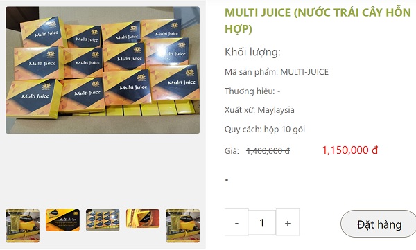 Multi Juice được b&amp;aacute;n với gi&amp;aacute; 1.400.000đ/1 hộp (khi chưa &amp;aacute;p dụng giảm gi&amp;aacute;)