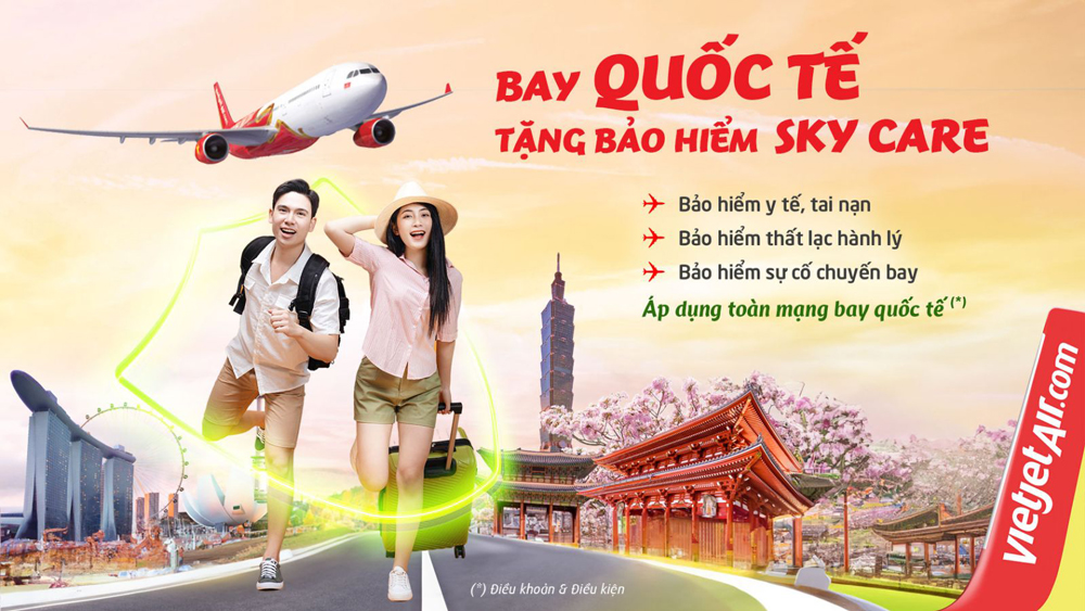 Vietjet tiếp tục tặng th&amp;ecirc;m bảo hiểm du lịch to&amp;agrave;n diện Sky Care &amp;aacute;p dụng cho tất cả đường bay quốc tế.