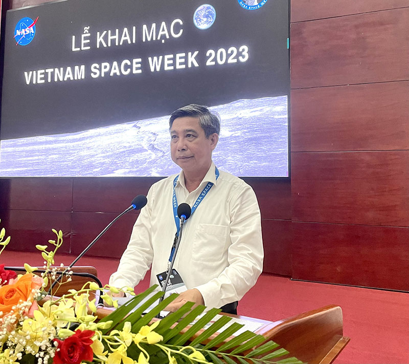 Chủ tịch UBND tỉnh Hậu Giang Đồng Văn Thanh ph&amp;aacute;t biểu khai mạc Tuần lễ NASA Việt Nam 2023