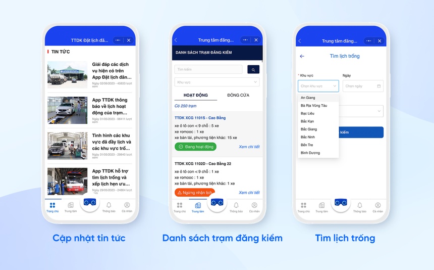 mini app &amp;ldquo;TTDK Đặt lịch đăng kiểm&amp;rdquo; .