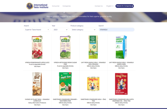 Nhiều sản phẩm của Vinamilk được nhận 3 sao cho vị ngon thượng hạng