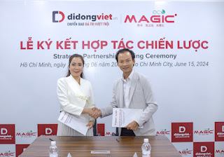 CEO Nguyễn Ngọc Đạt - Đại diện Di Động Việt bắt tay k&amp;yacute; kết với đối t&amp;aacute;c chiến lược Magic sau khi đơn vị mở rộng kinh doanh nh&amp;oacute;m ng&amp;agrave;nh h&amp;agrave;ng mới