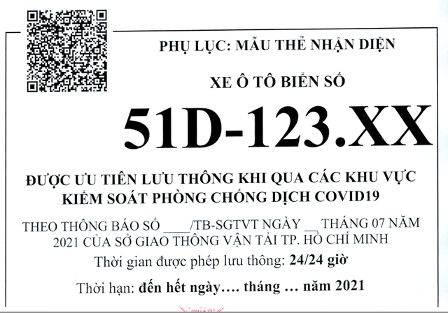 Thẻ nhận diện phương tiện đi, đến v&amp;agrave; qu&amp;aacute; cảnh TP.HCM (Ảnh minh hoạ)