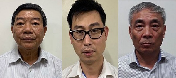 Từ tr&amp;aacute;i qua phải: C&amp;aacute;c bị can Nguyễn Quốc Anh, Phạm Đức Tuấn v&amp;agrave; Nguyễn Ngọc Hiền
