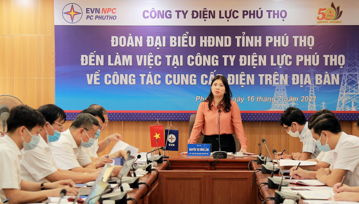 Ph&amp;oacute; chủ tịch HĐND tỉnh Ph&amp;uacute; Thọ- Nguyễn Thị Hồng L&amp;acirc;m l&amp;agrave;m việc với C&amp;ocirc;ng ty Điện lực tỉnh