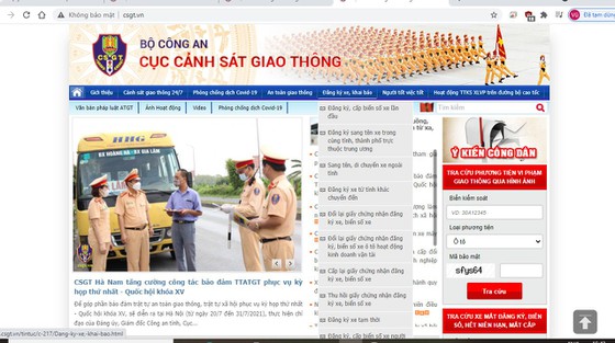 Giao diện trang điện tử của Cục C08