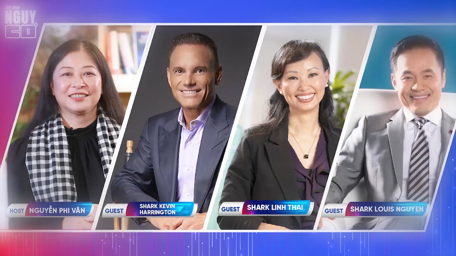Host Phi V&amp;acirc;n c&amp;ugrave;ng ba vị kh&amp;aacute;ch mời l&amp;agrave; c&amp;aacute;c Shark của chương tr&amp;igrave;nh Shark Tank phi&amp;ecirc;n bản Mỹ v&amp;agrave; Việt Nam