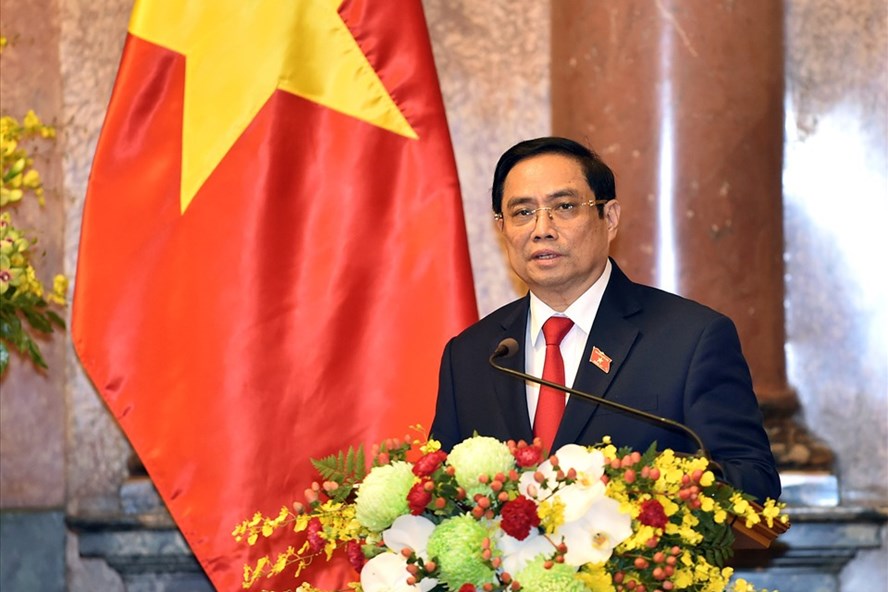 Thủ tướng Ch&amp;iacute;nh phủ Phạm Minh Ch&amp;iacute;nh ph&amp;aacute;t biểu tại Lễ c&amp;ocirc;ng bố th&amp;agrave;nh vi&amp;ecirc;n Ch&amp;iacute;nh phủ nhiệm kỳ Quốc hội kh&amp;oacute;a XV, chiều ng&amp;agrave;y 28.7. Ảnh: VGP/Nhật Bắc