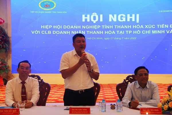 &amp;Ocirc;ng Mai Xu&amp;acirc;n Th&amp;ocirc;ng, Ph&amp;oacute; Chủ tịch Thường trực Hiệp hội Doanh nghiệp tỉnh Thanh H&amp;oacute;a ph&amp;aacute;t biểu tại hội nghị.