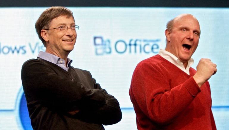 Bill Gates (tr&amp;aacute;i) v&amp;agrave; Steve Ballmer (phải) (Ảnh: Getty Images)