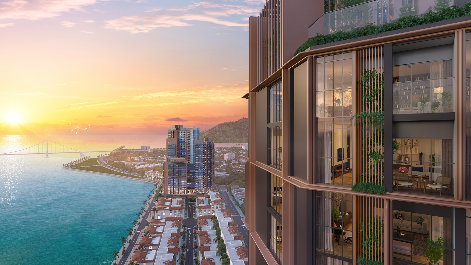 Tầm view &amp;ldquo;đỉnh cao&amp;rdquo; từ căn hộ duplex tại The Symphony. Ảnh phối cảnh minh họa Sun Property