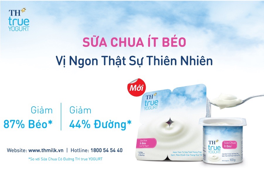 Sữa Chua &amp;Iacute;t B&amp;eacute;o TH true YOGURT đ&amp;atilde; giảm 87% chất b&amp;eacute;o v&amp;agrave; hơn 44% lượng đường bổ sung