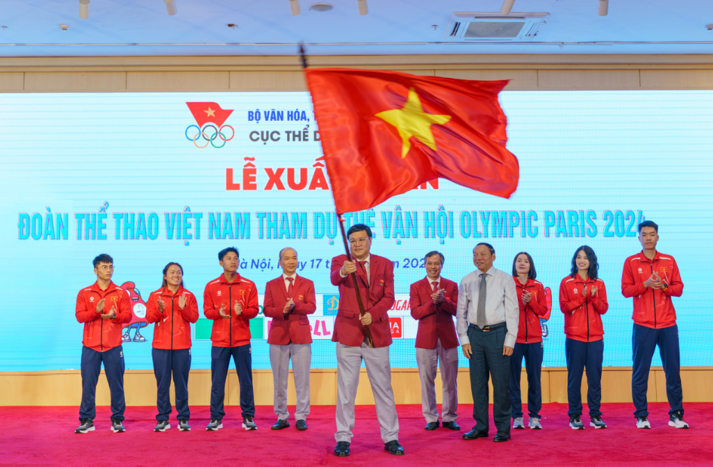Lễ xuất qu&amp;acirc;n Đo&amp;agrave;n thể thao Việt Nam (TTVN) tham dự Olympic Paris 2024 diễn ra ng&amp;agrave;y 17_7 tại H&amp;agrave; Nội
