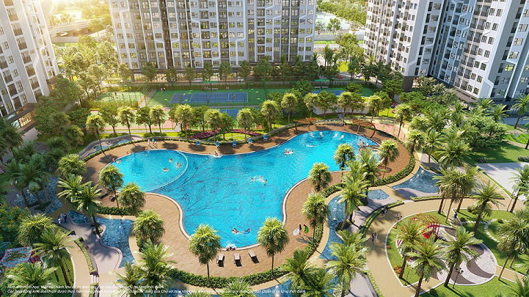 Cư d&amp;acirc;n t&amp;ograve;a GS1 được thụ hưởng 25 tiện &amp;iacute;ch độc đ&amp;aacute;o nội khu mang phong c&amp;aacute;ch nghỉ dưỡng đậm chất Mỹ với hồ bơi rộng hơn 1.000m2, hệ thực vật nhiệt đới xanh m&amp;aacute;t.