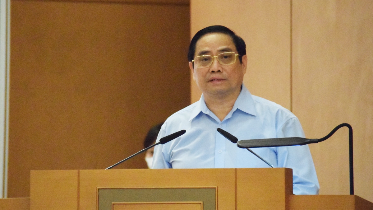 Thủ tướng Phạm Minh Ch&amp;iacute;nh ph&amp;aacute;t biểu tại phi&amp;ecirc;n họp.&amp;nbsp;