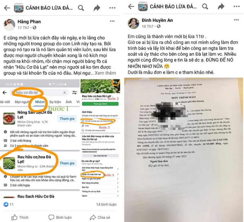 Nhiều người d&amp;acirc;n l&amp;ecirc;n tiếng sau khi bị trang Facebook &amp;ldquo;Hữu cơ Đ&amp;agrave; Lạt&amp;rdquo; chiếm đoạt tiền (Nguồn: CAND)