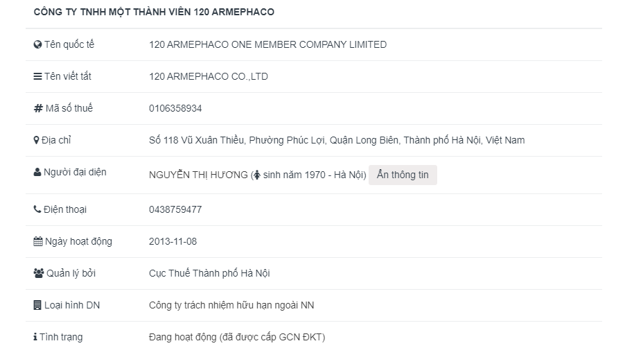 C&amp;ocirc;ng ty TNHH MTV 120 Armephaco sản xuất thuốc k&amp;eacute;m chất lượng