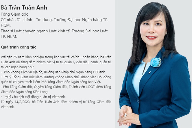 Ng&amp;acirc;n h&amp;agrave;ng Việt Nam Thương T&amp;iacute;n - Vietbank c&amp;oacute; nữ t&amp;acirc;n Tổng Gi&amp;aacute;m đốc