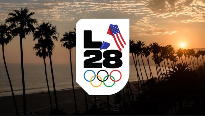 Logo ch&amp;iacute;nh thức của kỳ Olympic Los Angeles 2028. Ảnh: LA28