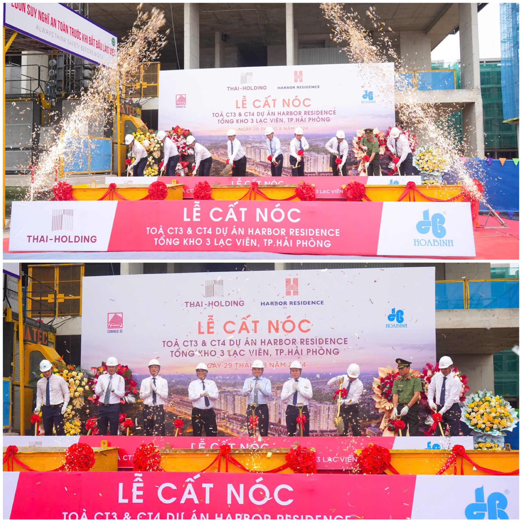 Lễ cất n&amp;oacute;c t&amp;ograve;a nh&amp;agrave; Chung cư CT 3A v&amp;agrave; CT 4B thuộc Dự &amp;aacute;n Khu nh&amp;agrave; ở x&amp;atilde; hội tại Tổng kho 3 Lạc Vi&amp;ecirc;n (số 142 L&amp;ecirc; Lai), quận Ng&amp;ocirc; Quyền.