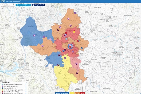Bản đồ th&amp;ocirc;ng tin dịch tễ H&amp;agrave; Nội