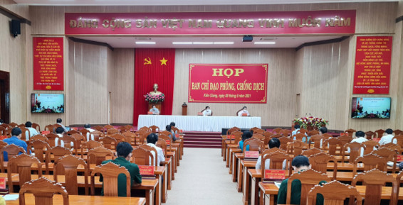 Quang cảnh cuộc họp Ban chỉ đạo ph&amp;ograve;ng, chống dịch bệnh Covid-19 tỉnh Ki&amp;ecirc;n Giang