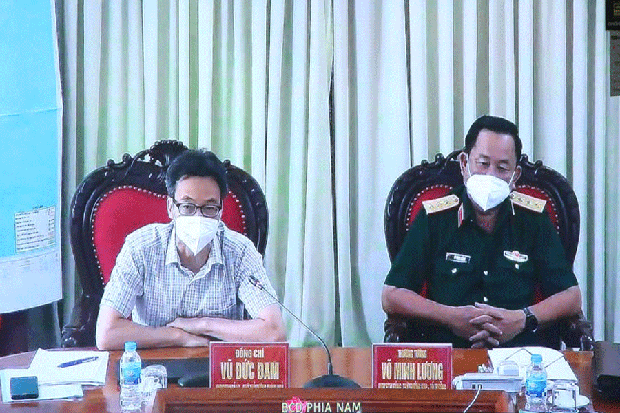Ph&amp;oacute; Thủ tướng Vũ Đức Đam chủ tr&amp;igrave; họp trực tuyến với tỉnh Bến Tre về c&amp;ocirc;ng t&amp;aacute;c ph&amp;ograve;ng chống dịch COVID-19. Ảnh: P.T / Ph&amp;aacute;p luật TP.HCM